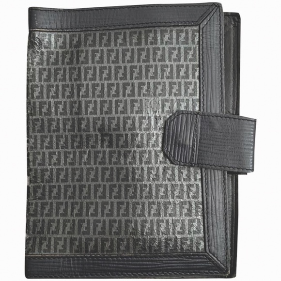Vintage Fendi Black & Pewter Passport Holder Wallet - Picture 1 of 8